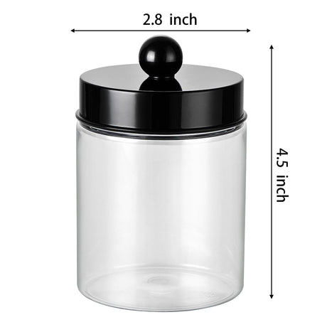 Komashr 3PC Farmhouse Decor Qtip Holder Apothecary Jars Bathroom Vanity Storage Organizer -Countertop Canister Container &Cute Stickers for Cotton Swab, Ball,Pad,Floss ,Paper Clips (Black，Plastic) Komashr
