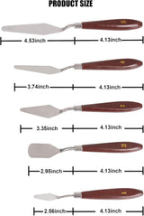 Palette Knife, 5pcs Stainless Steel Pallet Knife Set, Wood Handle Paint Spatula, Painting Knives for Oil, Canvas, Acrylic Painting (5 Piece- Rot) Gocomcom