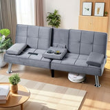 FLEXISPOT XCT3 Futon Sofa Bed with USB & Type-C Charging Port, Convertible Sleeper Couch with Adjustable Backrest, Folding Loveseat for Small Space, Living Room, Guest Room, Apartment (Velvet, Gray) FLEXISPOT