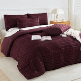 NEXHOME PRO Duvet Cover Queen,3 Pieces Boho Tufted Duvet Cover Set, Soft and Lightweight 100% Washed Microfiber Comforter Cover Set for All Season(Burgundy,90 x 90)-No Comforter NEXHOME PRO
