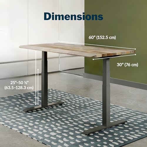 Vari ComfortEdge 60x30 Inch Adjustable Electric Standing Desk – Sit Stand VariDesk with Memory Presets, Sloped Edge, 200 LB Capacity + Tool-Free Assembly (Reclaimed Wood) Vari