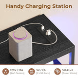 BTHFST TV Stand Dresser Bedroom for 60 Inch TV with LED Lights & Charging Station, Changable L Shape Corner TV Stand, 6 PU Drawers, 3 Open Shelves Entertainment Center (Black) BTHFST