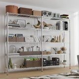 L Shaped Adjustable Storage Shelves, 57.87x13.78x70.87in Adjustable 5 Tier Wire Shelving Unit, Heavy Duty Garage Corner Shelf, Metal Standing Shelf Units, Pantry Shelf for Corner Laundry Closet SESAISHEIR