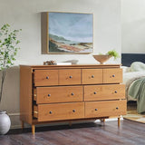 Walker Edison Modern 6-Drawer Solid Wood Dresser Bedroom Storage, 57 Inch, Caramel-T Walker Edison