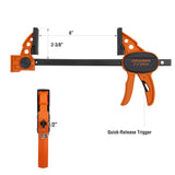 Jorgensen 6" Spreader/Bar Clamp Set, 4-pack,One-Hand Light Duty E-Z Hold Clamp/Spreader, 99216A,Black Orange Jorgensen