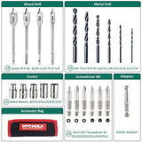 Cordless Hammer Drill Driver 18V, HYCHIKA 400 In-lbs Torque Power Drill with Auxiliary Handle, 1/2” Metal Chuck, 2.0Ah Battery, 1H Fast Charger, 21+3 Clutch, LED Light for Drilling Wood Metal Wall HYCHIKA BETTER TOOLS FOR BETTER LIFE