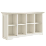 OSCHF Cube Shelf Bookcase with Base - Wooden 2 Tiers Floor Standing Low Storage Cabinet for Home and Office, 8-Cube Lattice Bookshelf, Warm White OSCHF