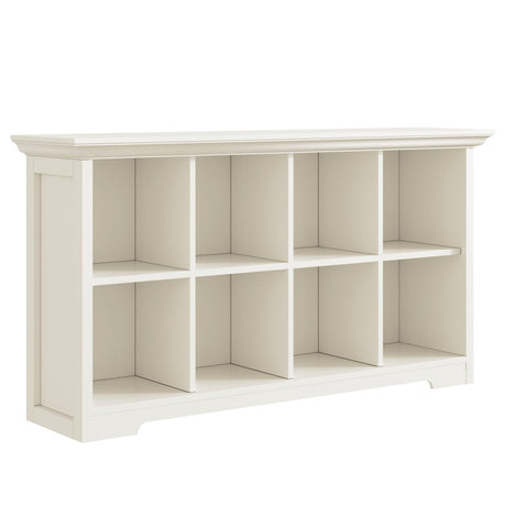 OSCHF Cube Shelf Bookcase with Base - Wooden 2 Tiers Floor Standing Low Storage Cabinet for Home and Office, 8-Cube Lattice Bookshelf, Warm White OSCHF