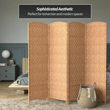 Red Lantern 6 ft. Tall Diamond Weave Fiber Room Divider - Natural - 4 Panel Red Lantern