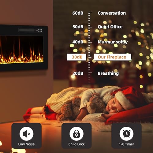 Eueiriup 2025Newly Upgraged 72 inch Ultra Thin Electric Fireplace Inserts and Wall Mounted with Remote Control & Touch Screen 1500W Fireplace Heater with Timer Eueiriup