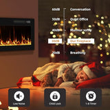 Eueiriup 2025Newly Upgraged 72 inch Ultra Thin Electric Fireplace Inserts and Wall Mounted with Remote Control & Touch Screen 1500W Fireplace Heater with Timer Eueiriup