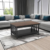 ChooChoo Farmhouse Coffee Table, Black Living Room Table with Shelf, 40 Inch ChooChoo