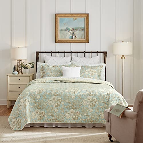 Laura Ashley Home - King Quilt Set, Cotton Reversible Bedding with Matching Shams, Bedroom Decor Ideal for All Seasons (Brompton Green, King) Laura Ashley