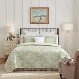 Laura Ashley Home - King Quilt Set, Cotton Reversible Bedding with Matching Shams, Bedroom Decor Ideal for All Seasons (Brompton Green, King) Laura Ashley