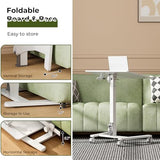 Gibbon Mounts Foldable Standing Desk，Small Mobile Sit-Stand Desk with 90 Tiltable Top，Rolling Rising Laptop Workstation Adjustable Height，Portable Table on Hidden Wheels/4 Lockable Casters，White Gibbon Mounts
