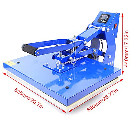 Auto Open Heat Press Machine, 16"X20" Clamshell Heat Press with Slide Out Base, 110v Digital Sublimation Printer Manual Magnetic Semi-Automatic for to Accurately Transfer T-Shirts, Pillowcases YSHUSTGY
