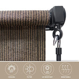 Amagenix Outdoor Roller Shades, 220GSM HDPE Exterior Cordless Patio Shades Roll Up Outdoor Blinds for Porch Gazebo 8'(W) x 6'(H), Spliced of Two Sections, Mocha Amagenix