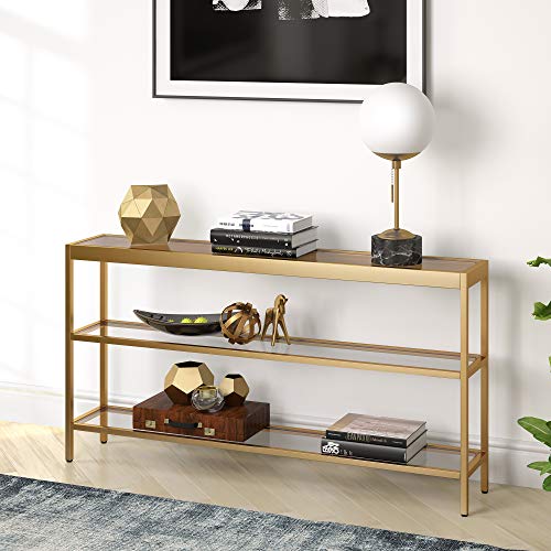 Henn&Hart 55" Wide Rectangular Console Table in Brass, Entryway Table, Accent Table for Living Room, Hallway Henn&Hart