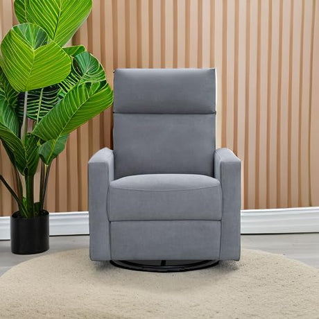 Nurture& The Glider Plus - Premium Nursery Power Recliner | Swivel Chair with Adjustable Head Support and Adjustable Lumbar Support | Built-in USB - The Ultimate Comfort for Nursing, Relaxing (Gray) Nurture&