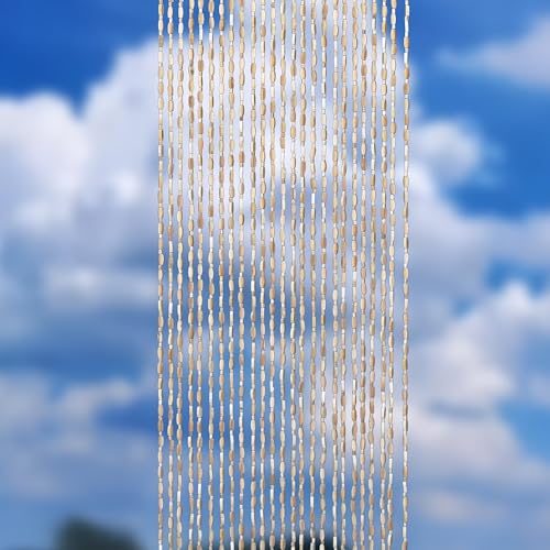 Transcosy Bamboo Beaded Curtain for Doorways Handmade Door Beads Boho Beaded Room Doorway Curtain Natural Wood Divider for Closet Entrance Window Decor (Nature, 90×190cm/35×75in) Transcosy