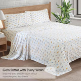 Ivellow 100% Cotton Sheets Queen Size Set 4 Pieces Soft Breathable Durable Lightweight Crispy Percale Bed Sheets 16" Deep Pocket Excavator Car Patterned Sheets White Kids Queen Sheet Set Ivellow