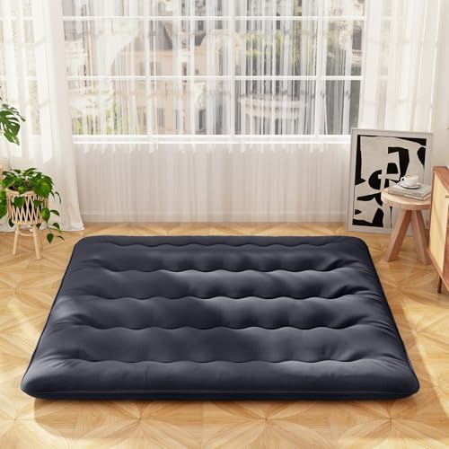 Giantex Japanese Floor Mattress, 4 Inch Futon Mattress with Washable Cover & Storage Bag, Foldable Roll up Mattress Tatami Mat, Portable Sleeping Pad for Camping, Dormitory, Black, King Giantex