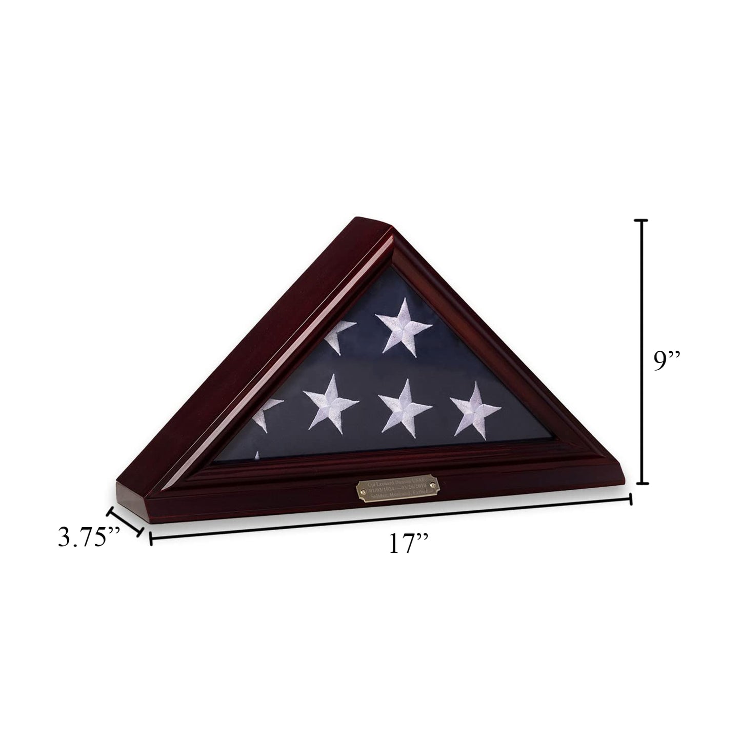 Bey-Berk Custom Personalized Solid Wood Triangle Glass Front Flag Display Case, Holds 3ft by 5ft Flag, Not Suitable for Burial or Memorial Flag (Mahogany) (Mahogany) - WoodArtSupply