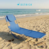 Ostrich the Original Chaise 72 x 22 Inch Lounge Portable Reclining Lounger, Outdoor Patio, Beach, Lawn, Camping, or Pool Tanning Chair, Ocean Blue