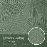 OARAGE King Quilt Bedding Set Lightweight Soft Olive Green Bedspread Coverlet with Leaf Pattern,Ultrasonic Microfiber Bed Cover Set for All Season 3 Pieces (1 Quilt, 2 Shams) OARAGE