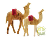 Wooden Camel Figurine, Handmade Olive Wood Nativity Camel with Embroidery Saddle Carved in the Holy Land by Christian Artisans, Nativity Animals, iHoly Land Crafts