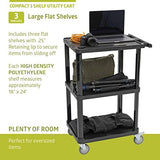 Pearington 3-Tier Compact Multi-Purpose Plastic Utility Cart with Lockable Wheels up to 300LBS, Black Pearington