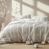 Bedsure Waffle Queen Comforter Set - Linen Soft Cotton Bedding Set for All Seasons, Stripe Fluffy Bed Set 3 Pieces with 1 Waffle Weave Comforter Queen Size and 2 Pillow Shams Bedsure