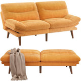 Pipishell Futon Sofa Bed, Modern 66" Futon Couch Convertible to Bed & Lounger, Compact Size, Corduroy Loveseat, Durable Construction - Fits Small Spaces, Apartments,Study Room (Yellow, 66 Inch) Pipishell