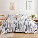 Nanko King Comforter Set 3pc, Art Grey White Printed Pattern Reversible Down Alternative Microfiber Bedding - All Season Duvet and 2 Pillowcases Bed Sets Modern for Women Men, Size 104 x 90 Gray Nanko