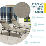 EROMMY Patio Lounge Chairs Set of 2, All-Weather Waterproof Upgraded Outdoor Pool Chaise Lounge Chairs with Adjustable Backrest for Beach Yard Poolside