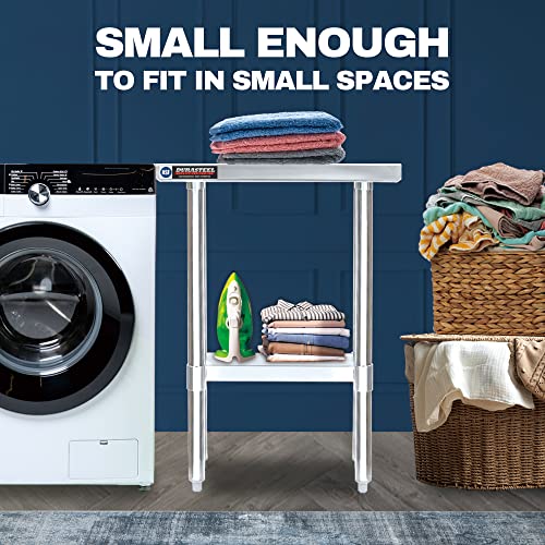 DuraSteel Food Prep Stainless Steel Table - 30 x 18 Inch Commercial Metal Workbench with Adjustable Under Shelf - NSF Certified - For Restaurant, Warehouse, Home, Kitchen, Garage DuraSteel