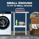 DuraSteel Food Prep Stainless Steel Table - 30 x 18 Inch Commercial Metal Workbench with Adjustable Under Shelf - NSF Certified - For Restaurant, Warehouse, Home, Kitchen, Garage DuraSteel