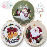 Nalexmi 3 Sets Christmas Embroidery Kits for Adults and Beginners, Cross Stitch with (Snowman, Santa Claus, Jingle Bell Patterns) Includes Needles, Threads, Tools
