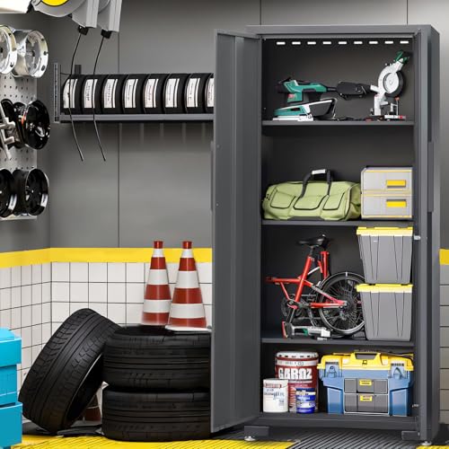 Torin Garage Cabinets Storage System, 9 Piece Included Steel Drawers Rolling Chest,Locked Storage Cabinet, Perfect for Organizing Garage and Tools, 129.92", Black/Grey Torin