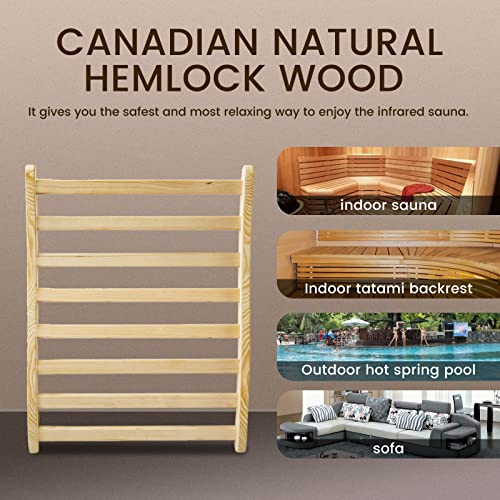 HOSAUNA Canadian Hemlock Sauna Backrest - Slip-Resistant, Non-Toxic, Comfortable S-Shape Design - Sauna Chair with Back, Sauna Accessories for Any Infrared Sauna (2 Pieces) - WoodArtSupply