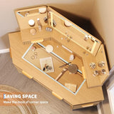 GarveeHome 48 in Fluted Makeup Vanity Desk, Large Lighted Corner Vanity with HD Triple Mirror and Lights, Dressing Table with Glass Top & Charging Station for Bedroom GarveeHome