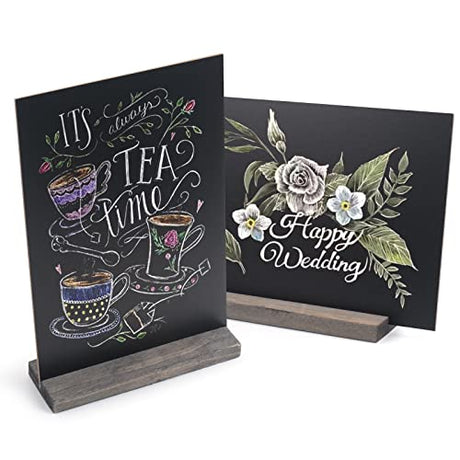 MOTYAWN Mini Chalkboard Signs with Stand - 6 PCS Vintage Wooden Tabletop Chalkboard Sign - 6 x 9 Inch Small Message Chalk Board Food Menu Sign, Wedding Decorative Chalkboard Table Signs MOTYAWN