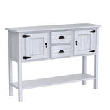 YWUFUART 48'' Solid Wood Console Table with 2 Drawers and Cabinets and Bottom Shelf Retro Sofa Table for Hallway Living Room Dining Room (Antique White) YWUFUART
