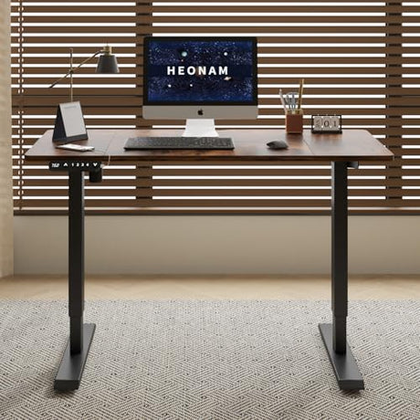HEONAM 48 Inch Electric Standing Desk with USB Charging Port, Height Adjustable Sit Stand Desk with Memory Presets, Spacious Desktop and Sturdy Metal Frame for Home Office HEONAM