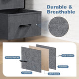 DUMOS 8 Drawer Dresser for Bedroom, Fabric Storage Organizer with Sturdy Metal Frame, Wooden Top Chest of Drawers for Closet Entryway Guest Room, Grey DUMOS