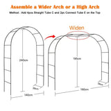 Mr.Ton Garden Arch Arbors, Trellis for Climbing Plants Outdoor 6-8ft, Two Way Assemble Wedding Decoration Metal Arch,Black Mr.Ton