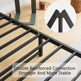 BOFENG Twin Bed Frame with Storage Headboard/USB Charging Station,Heavy Duty Metal Upholstered Single Platform Bed Frame Twin Size No Box Spring Needed,Heavy Duty Metal Slats,Noise Free,Black BOFENG