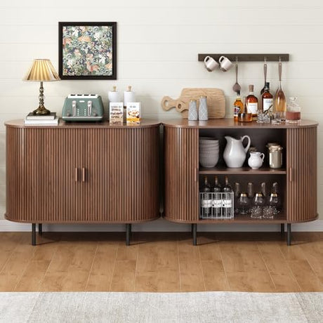 ONBRILL 40" Sideboard Buffet Cabinet with Storage, Storage Cabinet with Sliding Door & Adjustable Shelf, Modern Accent Coffee Bar Console Table for Kitchen, Entryway, Walnut ONBRILL
