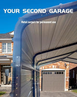 PeakPursuit Metal Carport, 13x20 FT Outdoor Car Port Canopy with Galvanized Steel Roof and Reinforced Base, Heavy Duty Garage Car Shelter Shade for SUV, Truck, Boats PeakPursuit