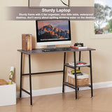 VECELO 43 Inch Computer Desk Writing Study Work Office Table Modern Desk with Shelves Wooden Desk for Home Bedroom,Brown Desk VECELO